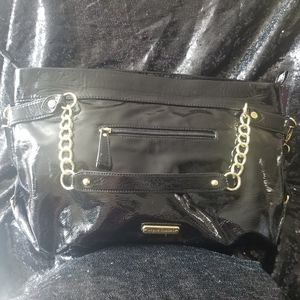 Steve Madden black patent large handbag.